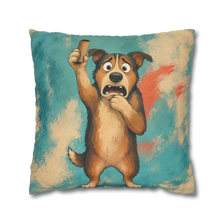 Out of Paper – Funny Bathroom Art with a Panicked Dog – Pillow / Cover