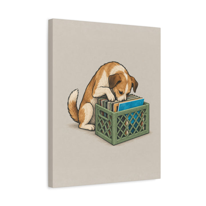 Crate Digger – Vinyl Record Decor with a Nose Deep in First Pressings – Canvas / Framed Canvas