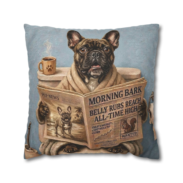"Morning Business" - French Bulldog Throw Pillow - Dog Lover Home Decor