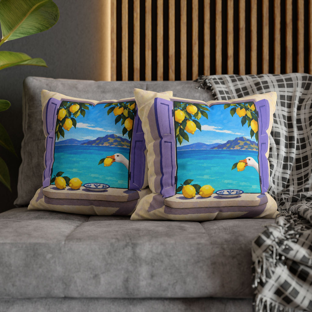 The Lemon Thief – Lemon Wall Art with an Open Portal in Fauvist Strokes – Pillow / Cover