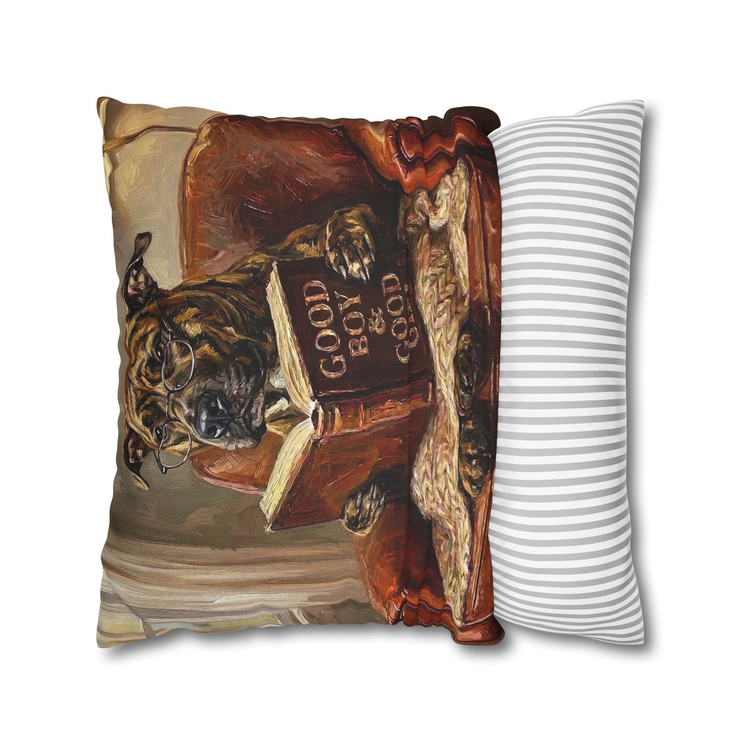 "Evening Read" - Pit Bull Throw Pillow - Dog Lover Home Decor