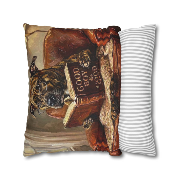 "Evening Read" - Pit Bull Throw Pillow - Dog Lover Home Decor