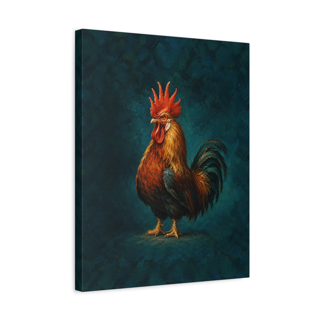 Portrait of the Rooster – Rooster Art with a Comb Like a Painted Crown – Canvas / Framed Canvas
