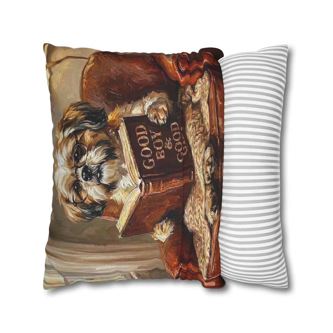 "Evening Read" - Shih Tzu Throw Pillow - Dog Lover Home Decor