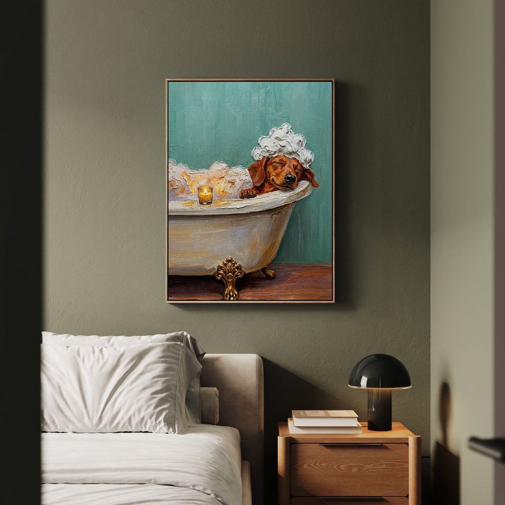 Dachshund Spa Day Framed Canvas