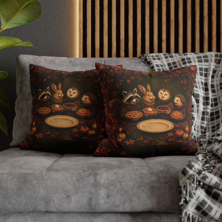 Friendsgiving Potluck – Funny Thanksgiving Art with a Table of Proud Cooks – Pillow / Cover