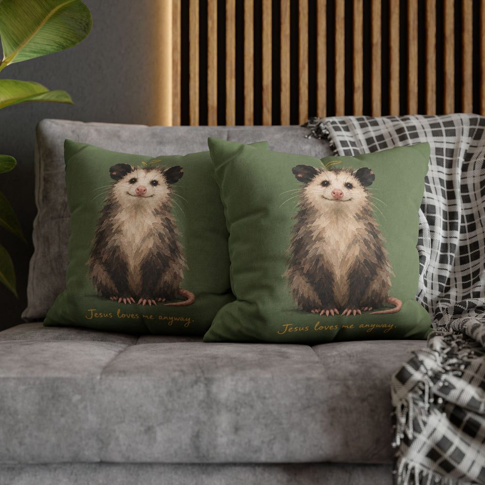Jesus Loves Me Anyway – Jesus Wall Art with an Upright School Photo Pose – Pillow / Cover