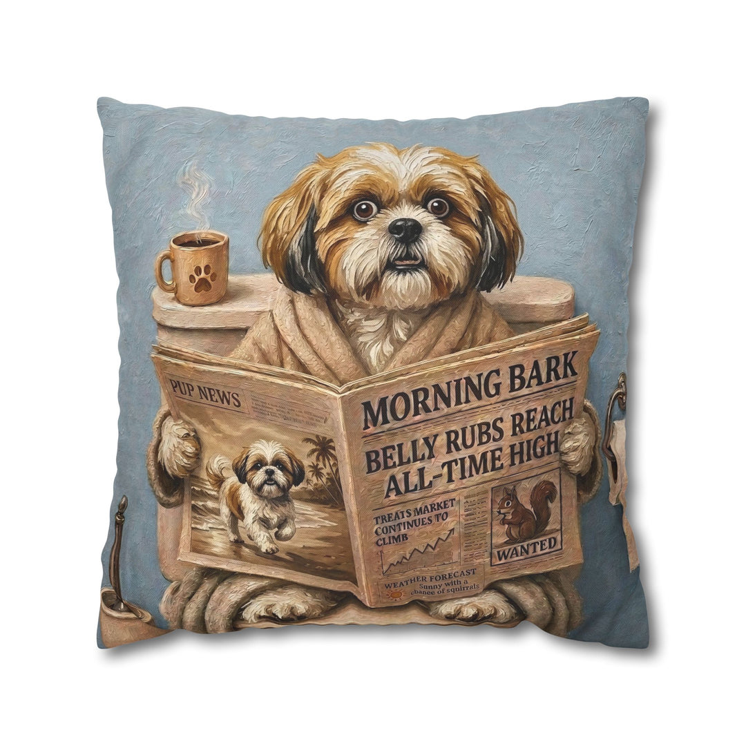 "Morning Business" - Shih Tzu Pillow Cover - Dog Lover Home Decor