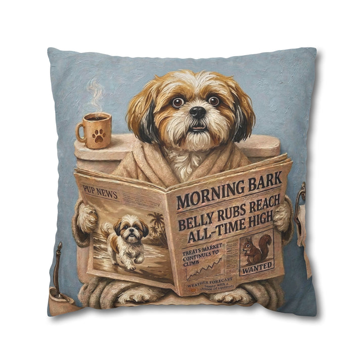 "Morning Business" - Shih Tzu Pillow Cover - Dog Lover Home Decor