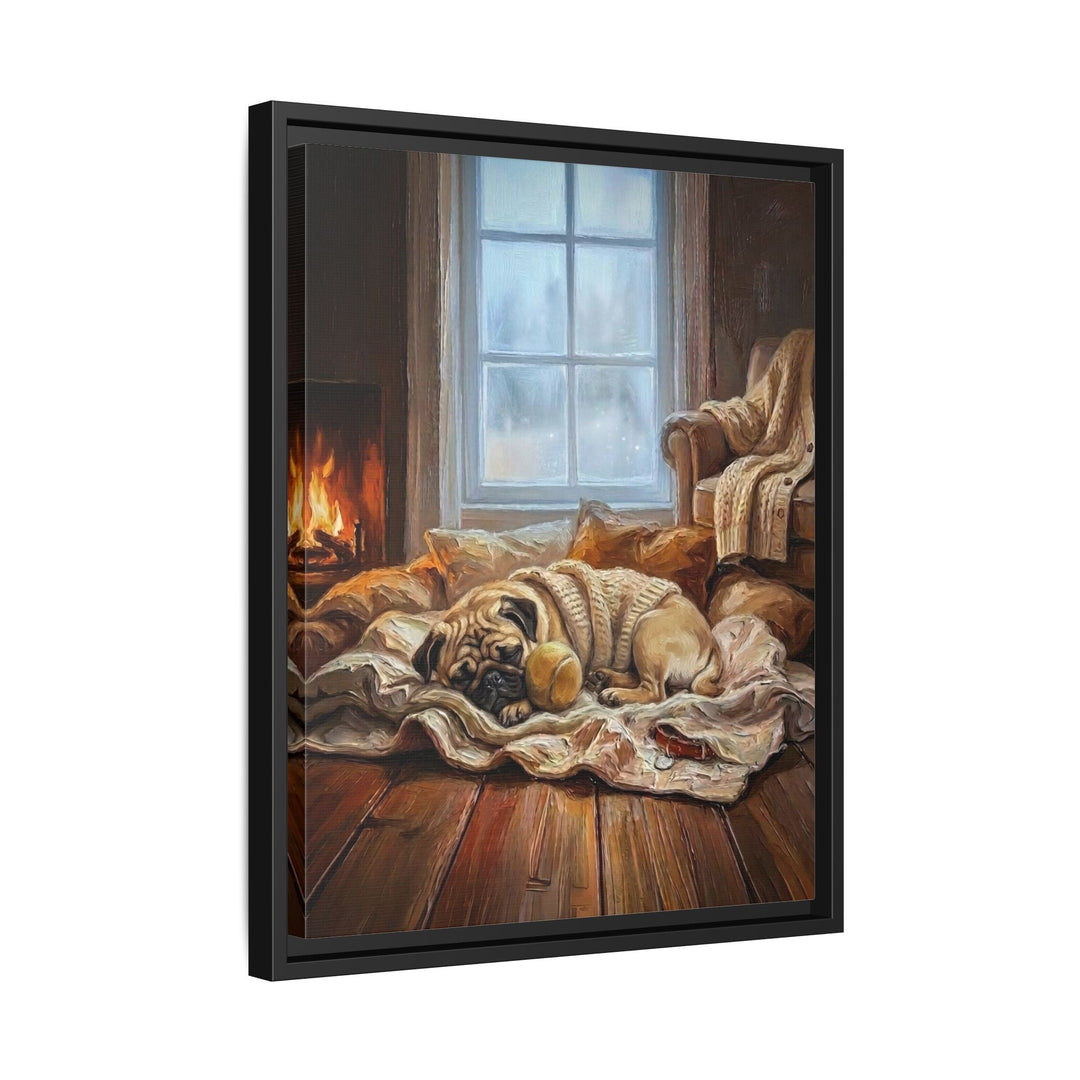 "Calm Memories" - Pug Vertical Framed Canvas - Dog Lover Wall Art
