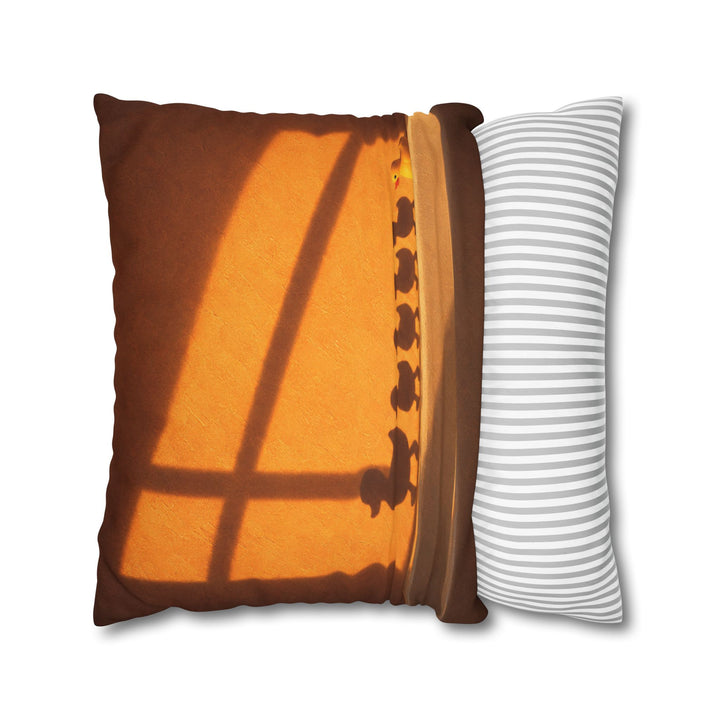 Rush Hour – Duck Bathroom Art with an Amber Wall and Cross Light – Pillow / Cover