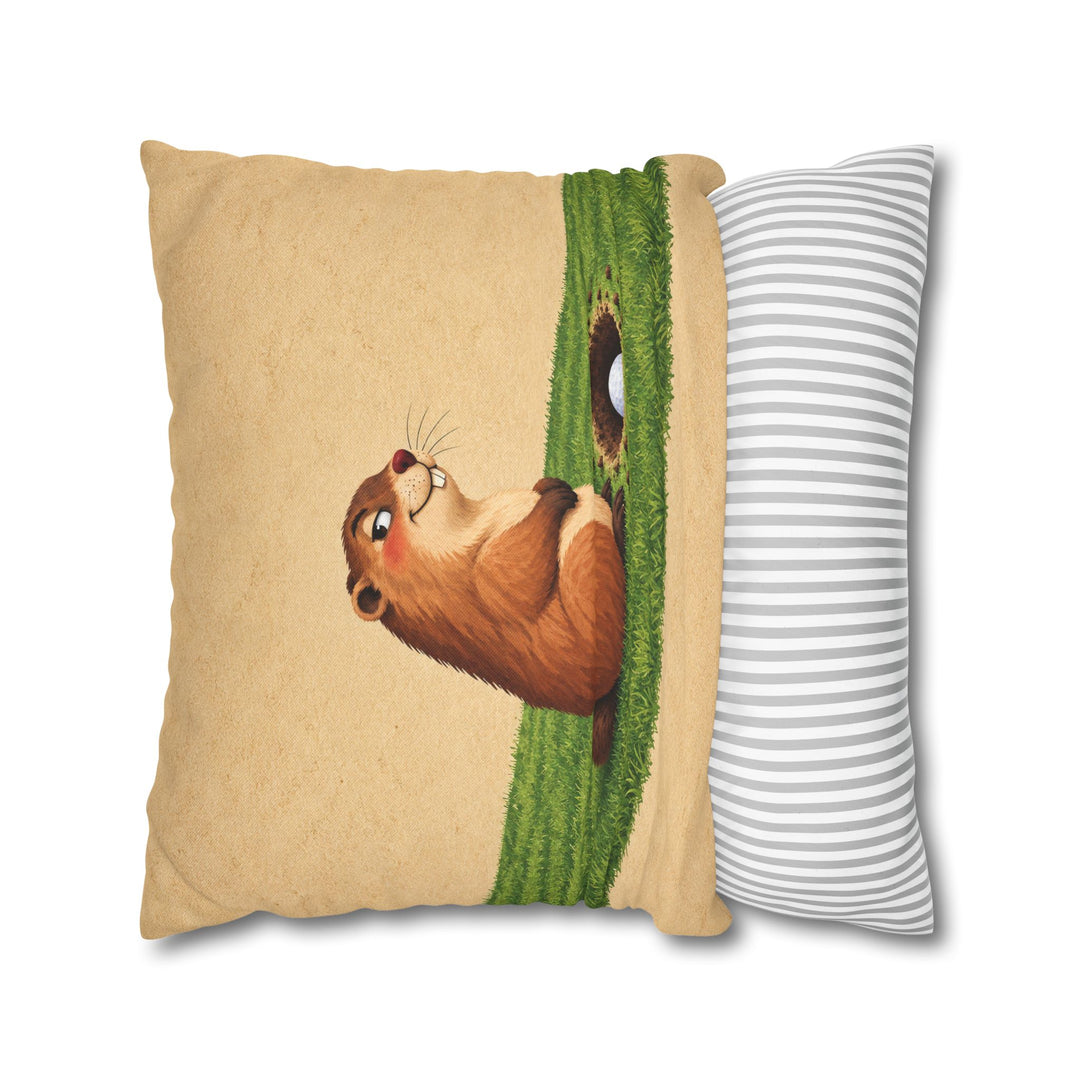 Gopher's Revenge – Golf Wall Art with a Smug Gopher on the Fairway – Pillow / Cover