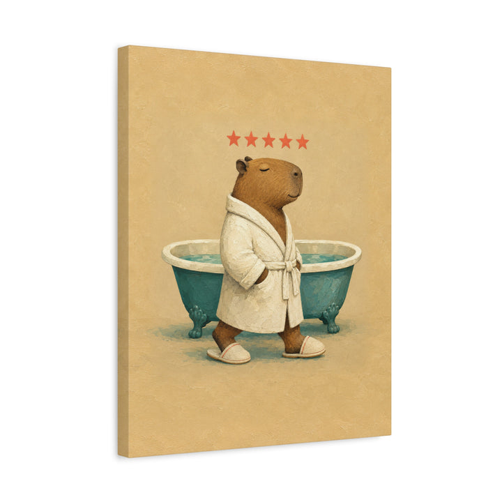 Five Star Stay – Bathroom Wall Art with a Capybara Spa Soak – Canvas / Framed Canvas