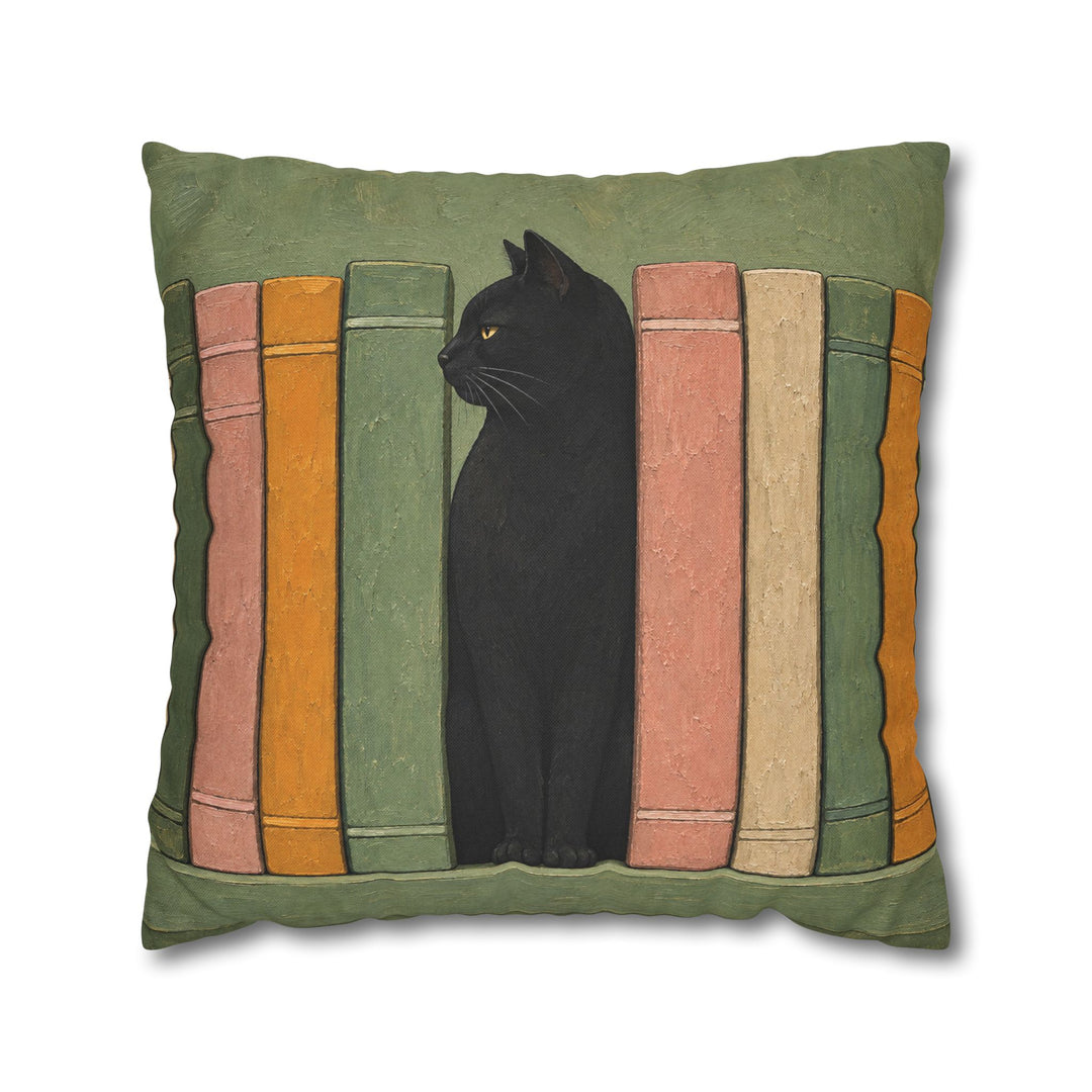 Bookshelf Tenant – Cat Painting with a Shelf Gap Where Tolstoy Lived – Pillow / Cover