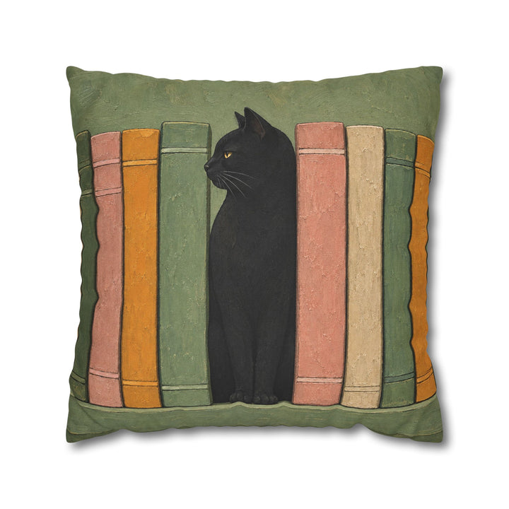 Bookshelf Tenant – Cat Painting with a Shelf Gap Where Tolstoy Lived – Pillow / Cover