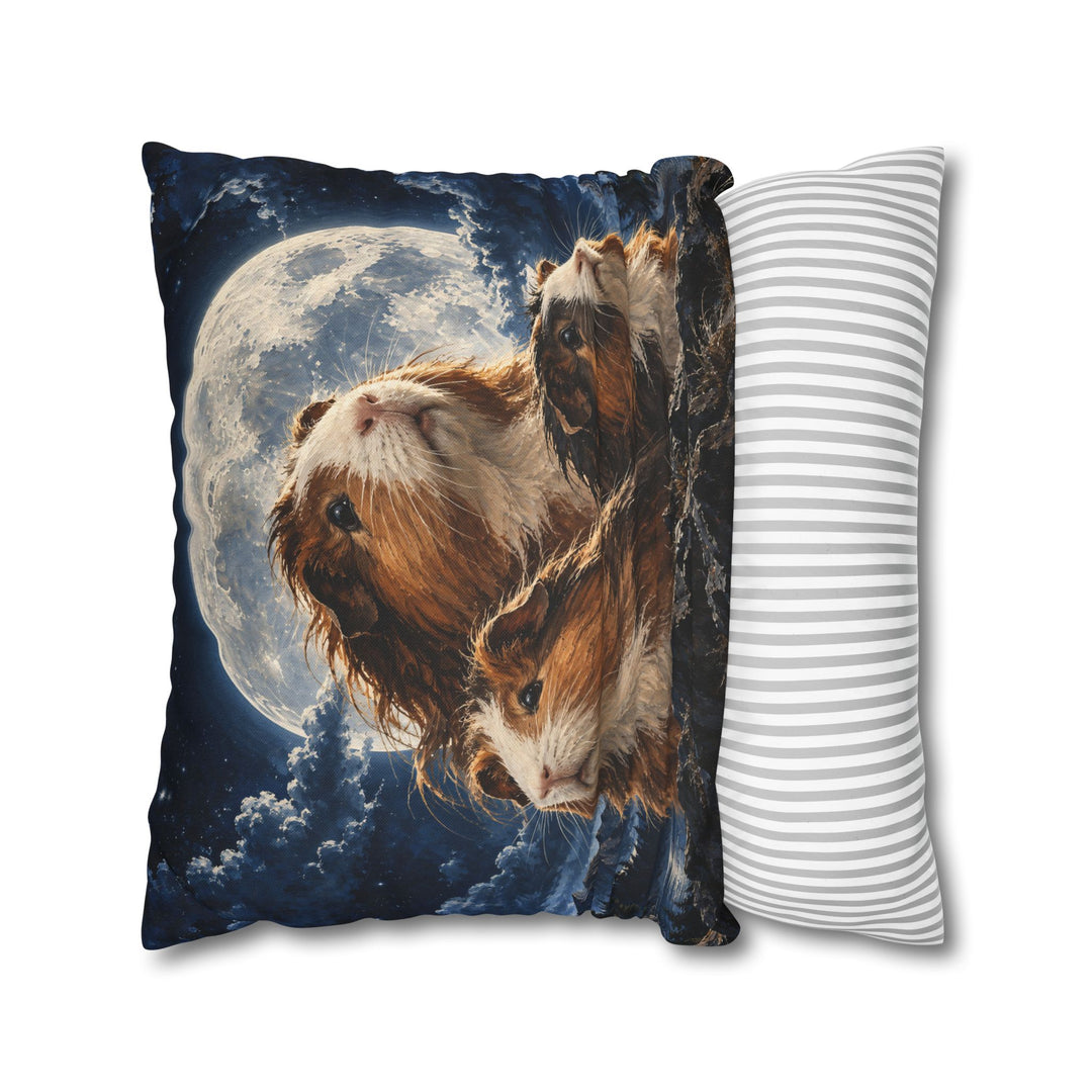 Moonlit Trio – Funny Wall Art with Three Guinea Pigs in Noble Pose – Pillow / Cover
