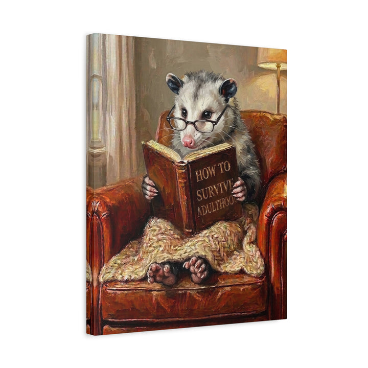 "Survive Adulthood" - Opossum Vertical Canvas - Spirit Animal Wall Art