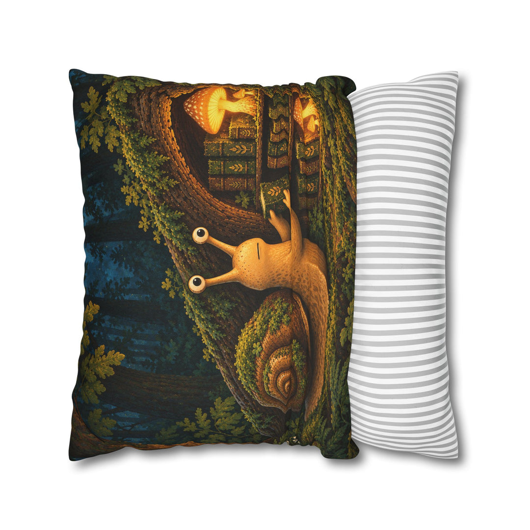 The Moss Librarian – Moss Decor with a Snail Shelving Tiny Volumes – Pillow / Cover