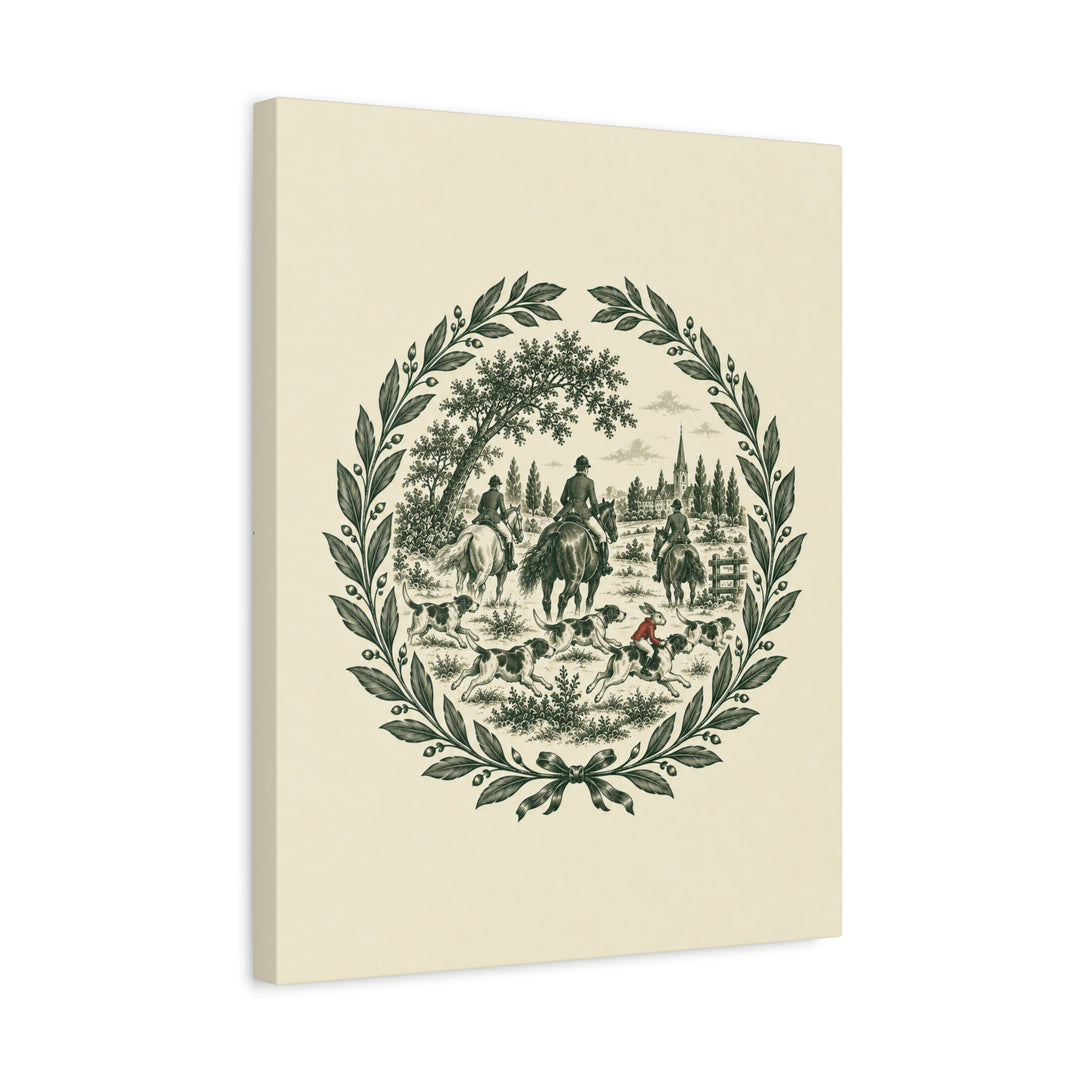 Twisted Toile – Equestrian Decor with a Single Color Hunt Medallion – Canvas / Framed Canvas