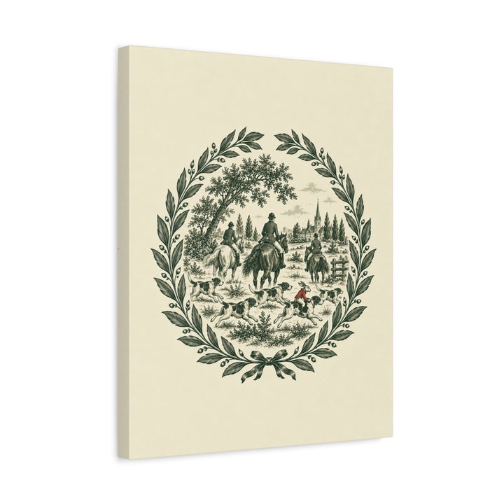 Twisted Toile – Equestrian Decor with a Single Color Hunt Medallion – Canvas / Framed Canvas