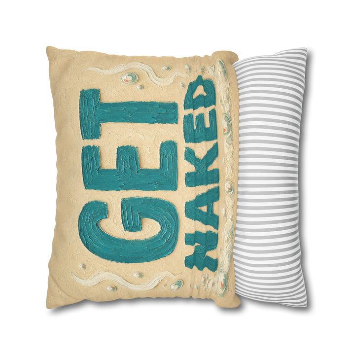 Get Naked – Funny Bathroom Wall Art with a Cheeky Typography Quote – Pillow / Cover