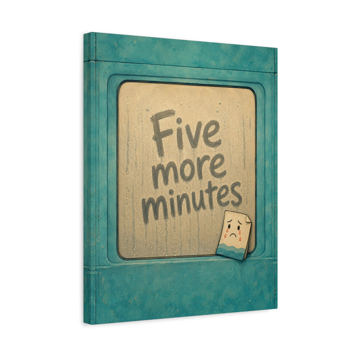 Five More Minutes of Hot Water – Funny Bathroom Art with a Steamy Shower Quote – Canvas / Framed Canvas