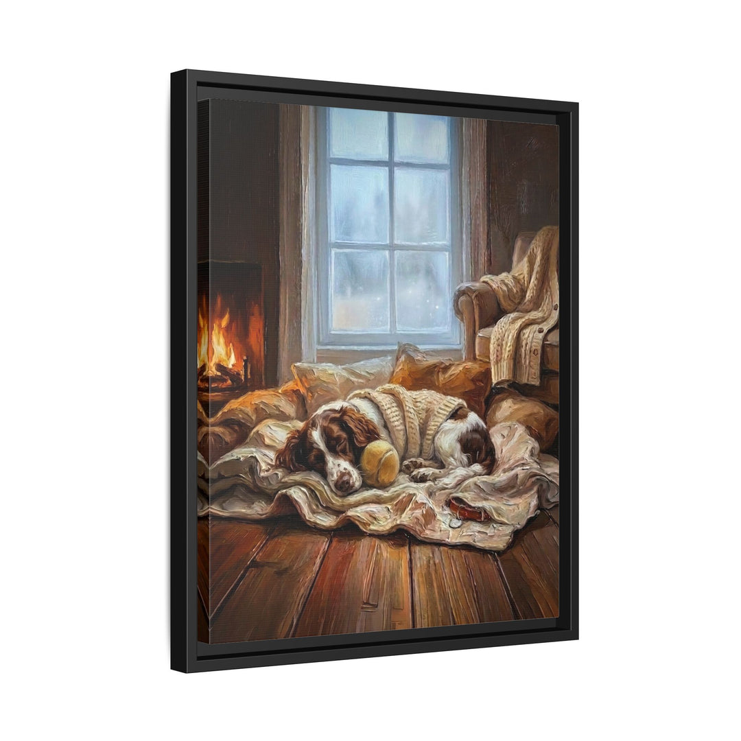 "Calm Memories" - English Springer Spaniel Vertical Framed Canvas - Dog Lover Wall Art