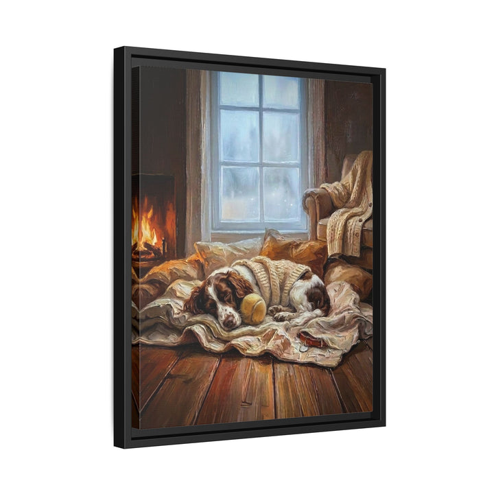 "Calm Memories" - English Springer Spaniel Vertical Framed Canvas - Dog Lover Wall Art