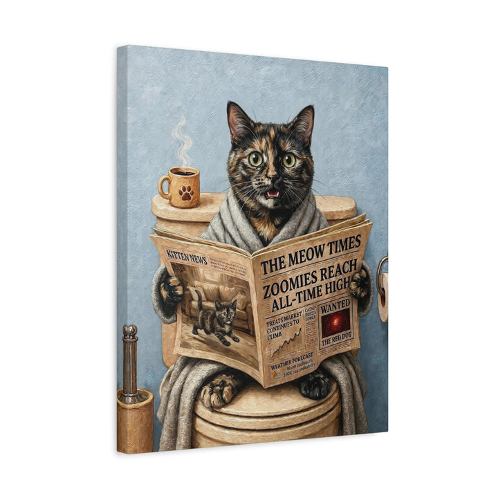 "Morning Business" - Tortoiseshell Vertical Canvas - Cat Lover Wall Art