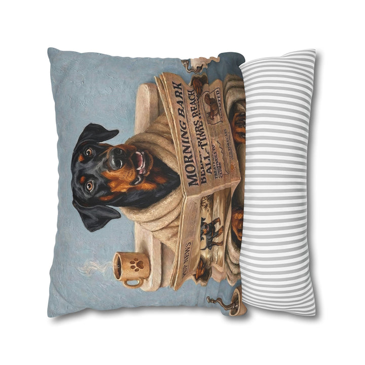 "Morning Business" - Doberman Throw Pillow - Dog Lover Home Decor