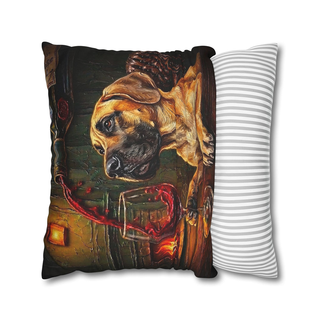 "Wine & Woof" - Great Dane Pillow Cover - Dog Lover Home Decor