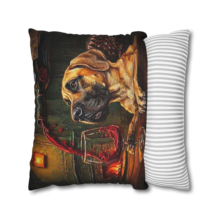 "Wine & Woof" - Great Dane Pillow Cover - Dog Lover Home Decor