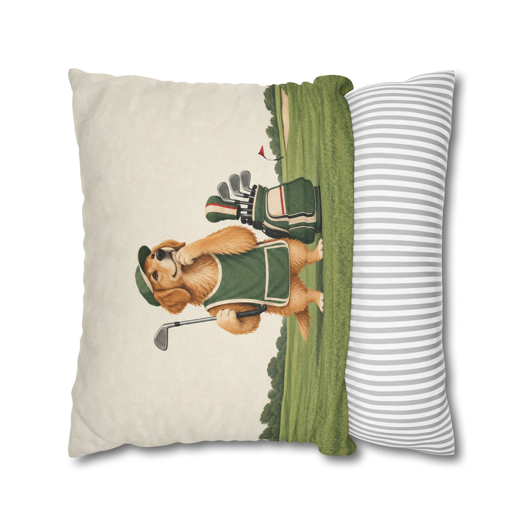The Caddie – Golf Wall Art with a Dog Studying the Green – Pillow / Cover