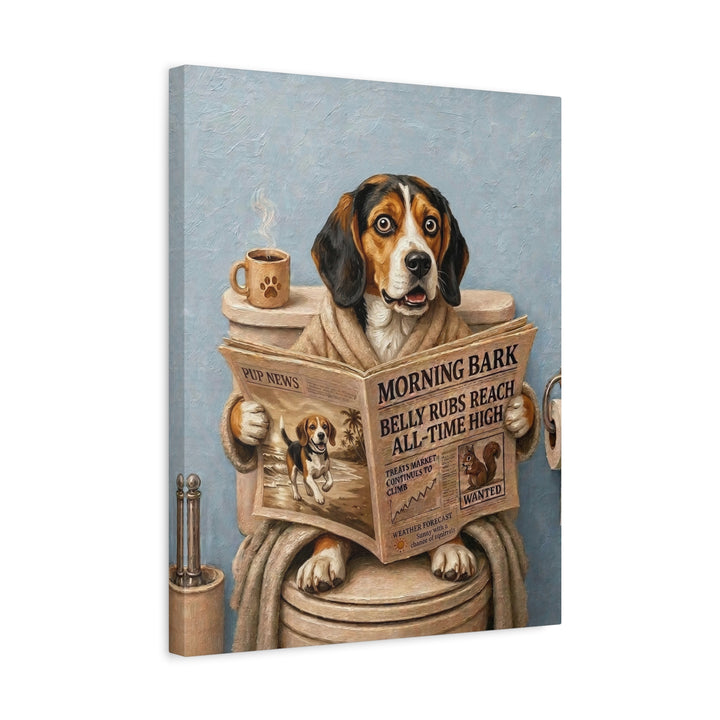 "Morning Business" - Beagle Vertical Canvas - Dog Lover Wall Art