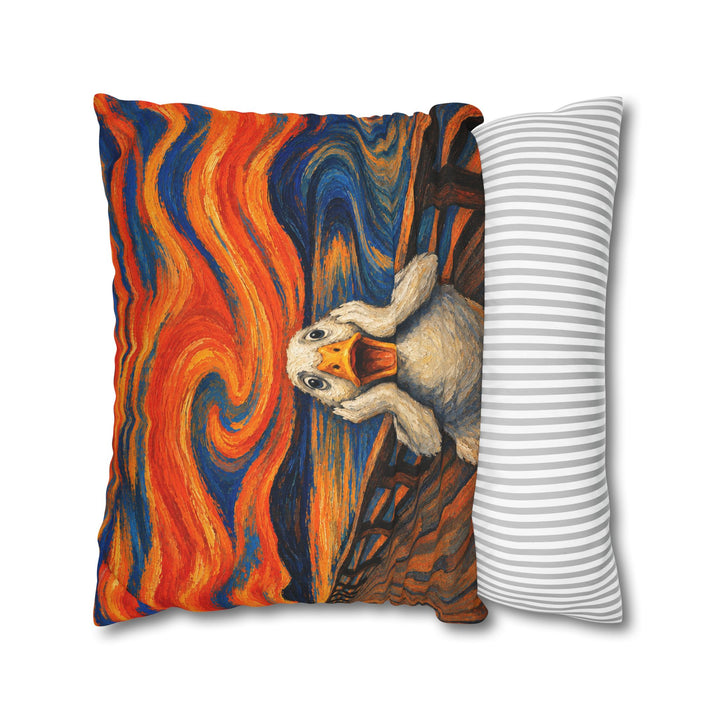 The Quack – Expressionist Art with a Swirling Orange Blue Sky – Pillow / Cover