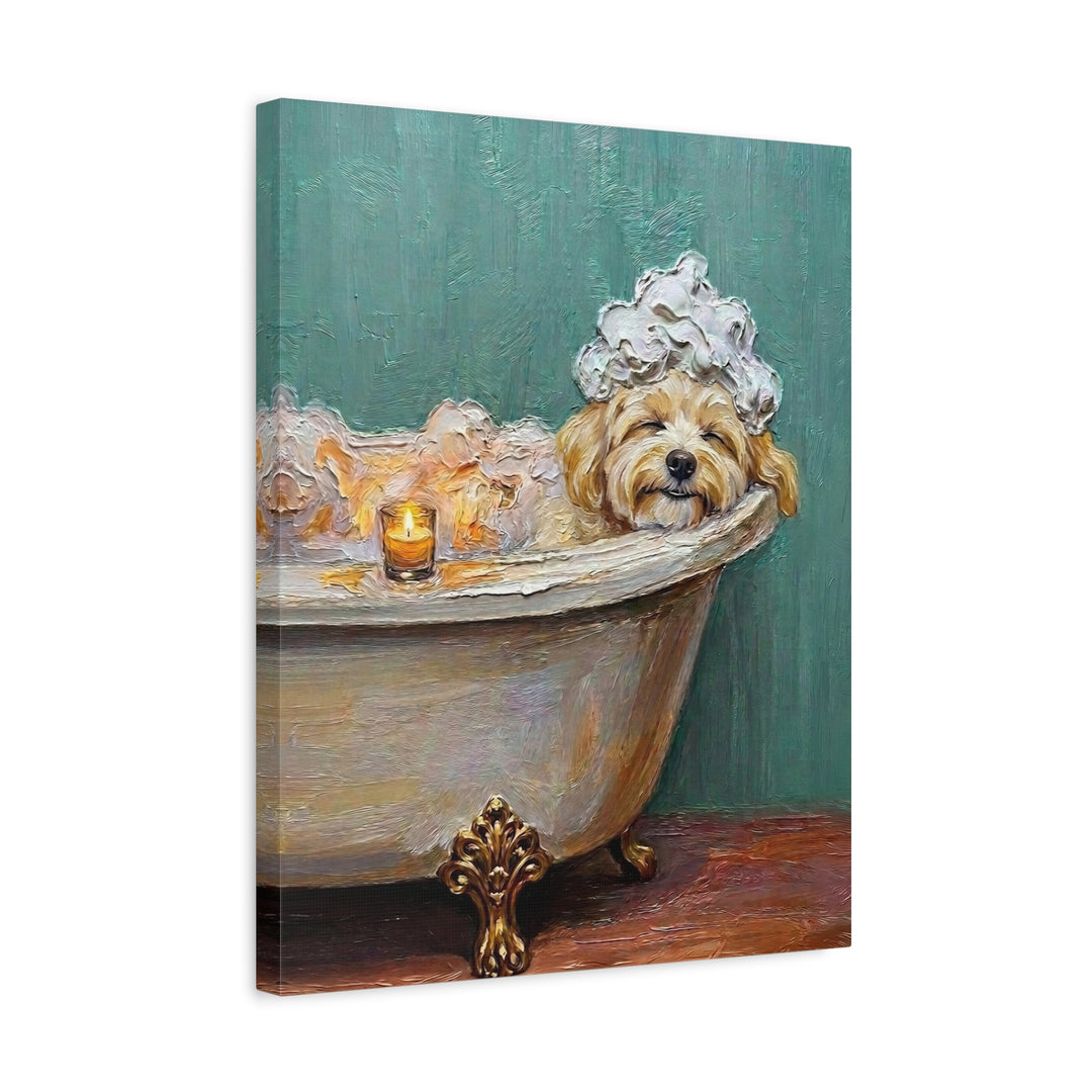 "Spa Day" - Havanese Vertical Canvas - Dog Lover Wall Art