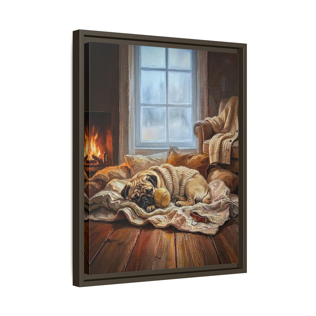 "Calm Memories" - Pug Vertical Framed Canvas - Dog Lover Wall Art