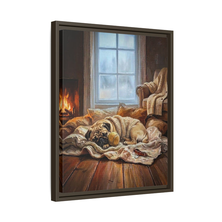 "Calm Memories" - Pug Vertical Framed Canvas - Dog Lover Wall Art