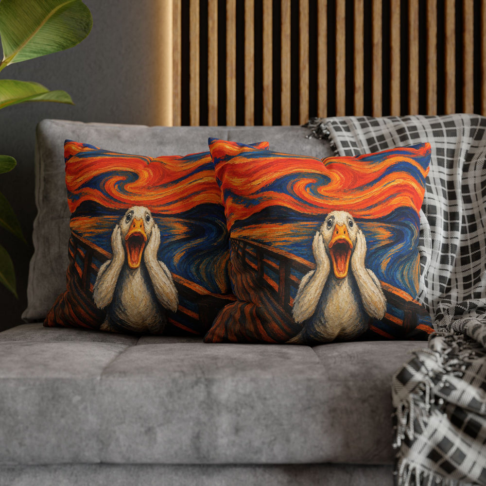 The Quack – Expressionist Art with a Swirling Orange Blue Sky – Pillow / Cover