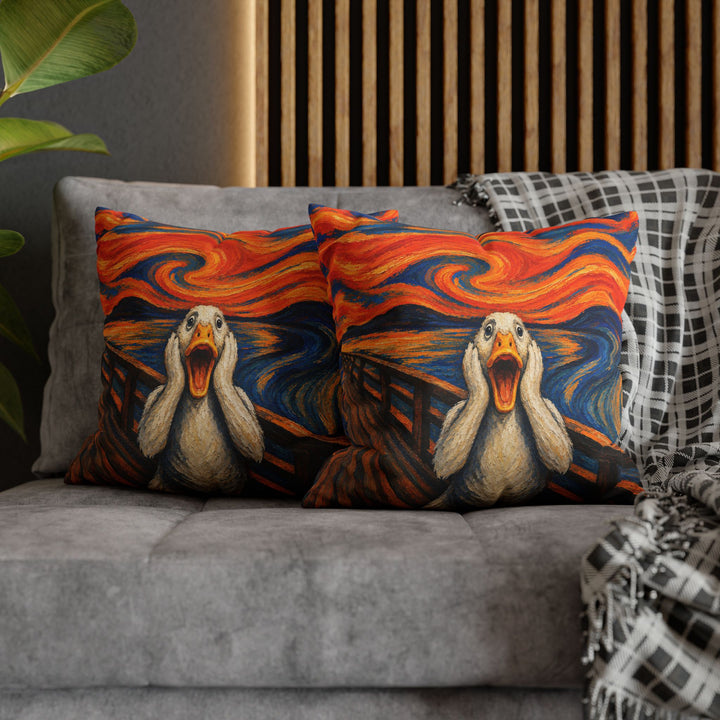The Quack – Expressionist Art with a Swirling Orange Blue Sky – Pillow / Cover