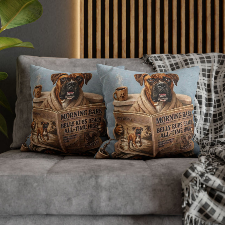 "Morning Business" - Boxer Throw Pillow - Dog Lover Home Decor