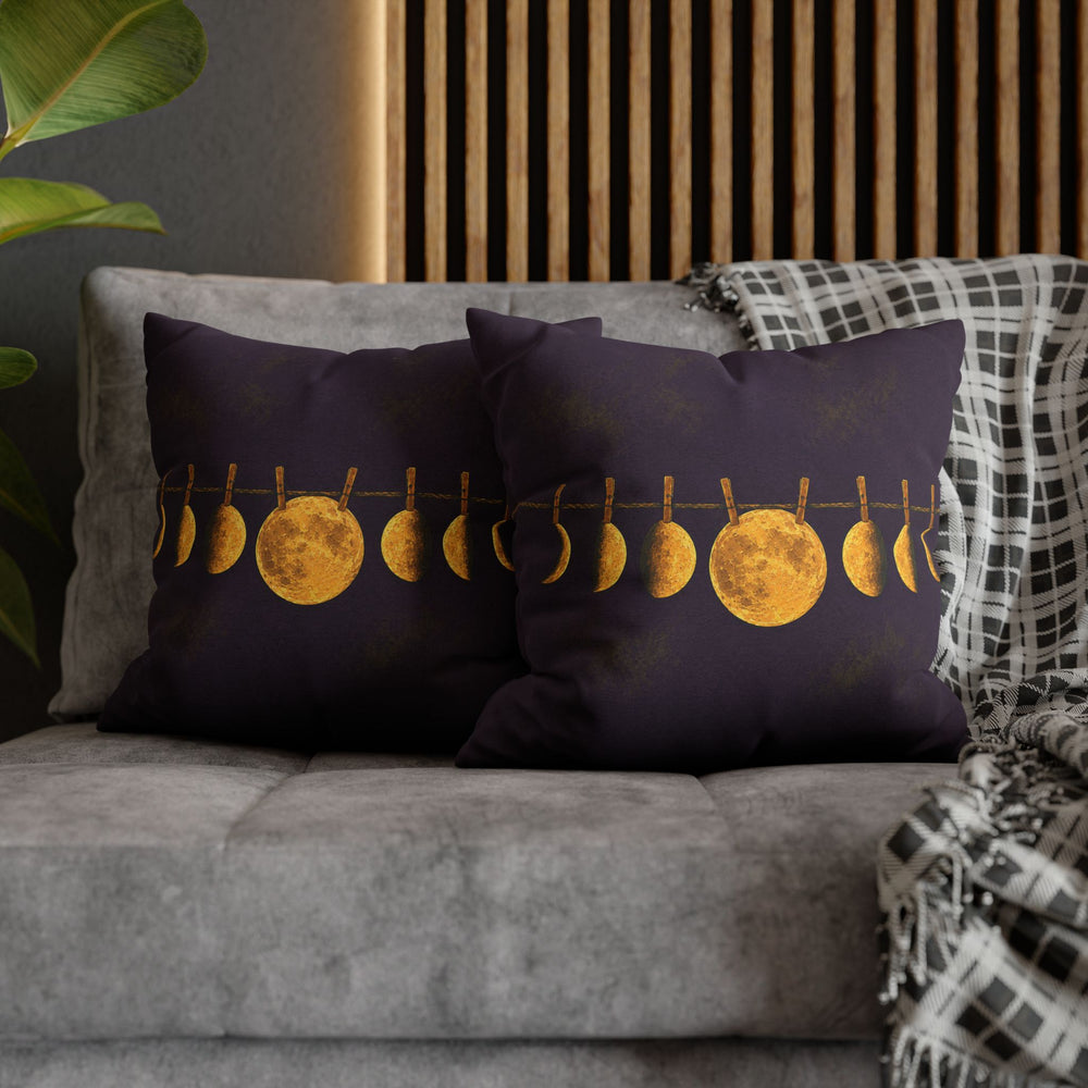 Moon Phase Garland – Celestial Wall Art with Phases Strung on a Line – Pillow / Cover