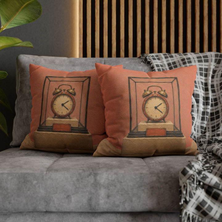 The Snooze Museum – Above Bed Art with an Alarm Clock in a Glass Case – Pillow / Cover