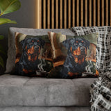 "Before Coffee" - Rottweiler Pillow Cover - Dog Lover Wall Art Home Decor