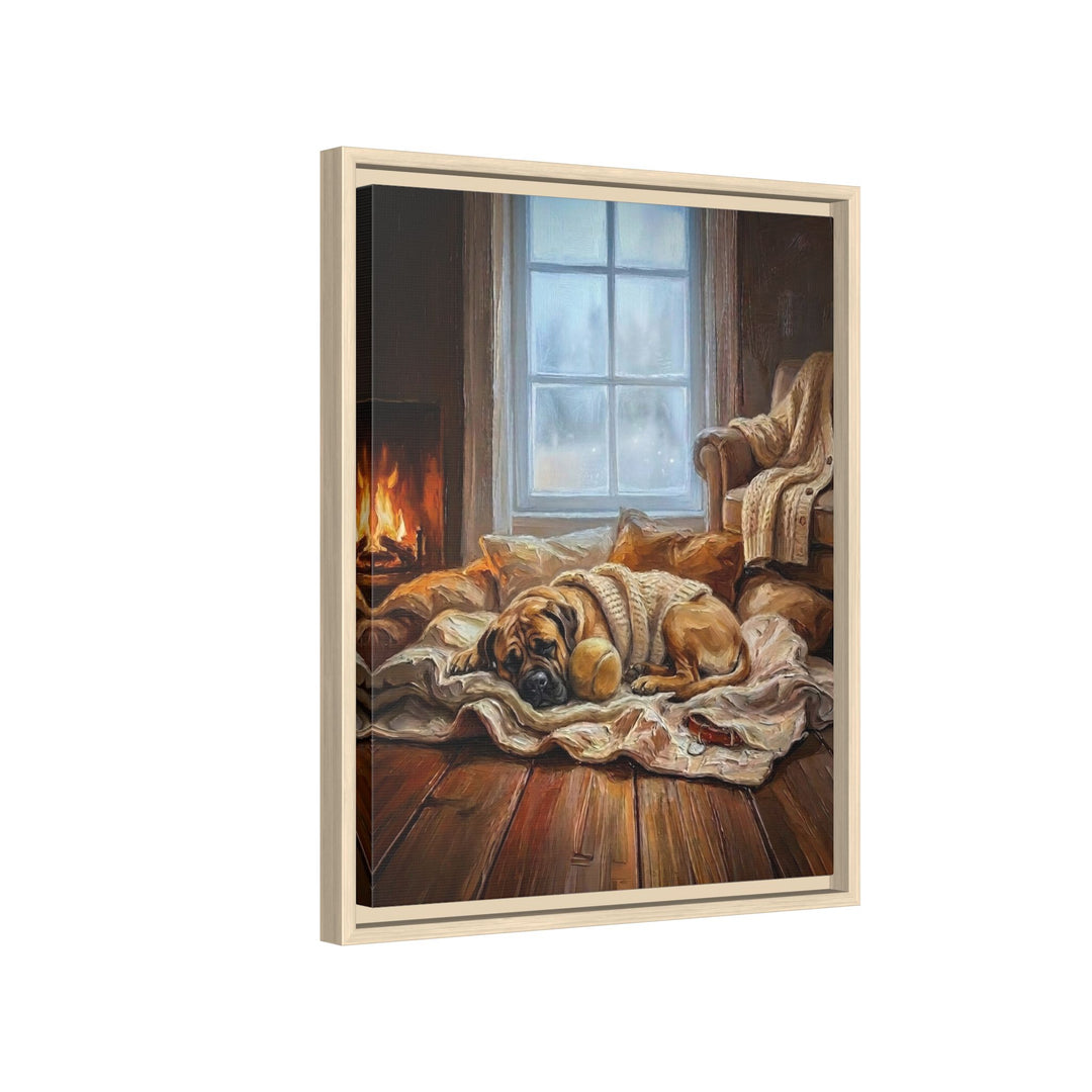"Calm Memories" - Mastiff Vertical Framed Canvas - Dog Lover Wall Art