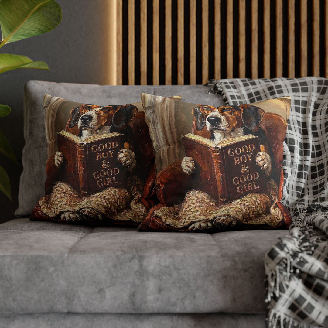 "Evening Read" - Beagle Throw Pillow - Dog Lover Home Decor