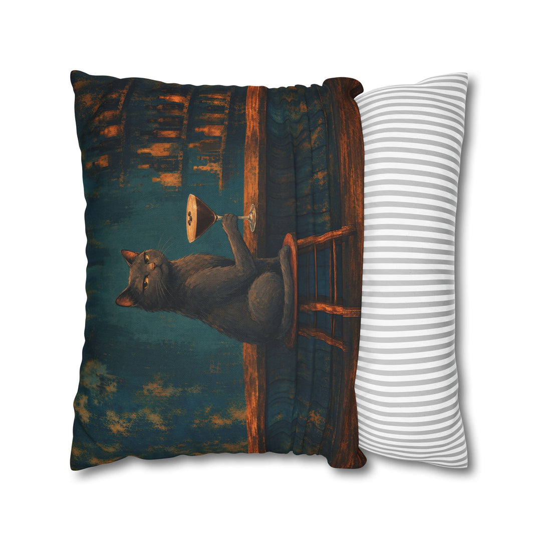 Espresso Martini Society – Espresso Martini Art with a Cat at a Moody Bar – Pillow / Cover