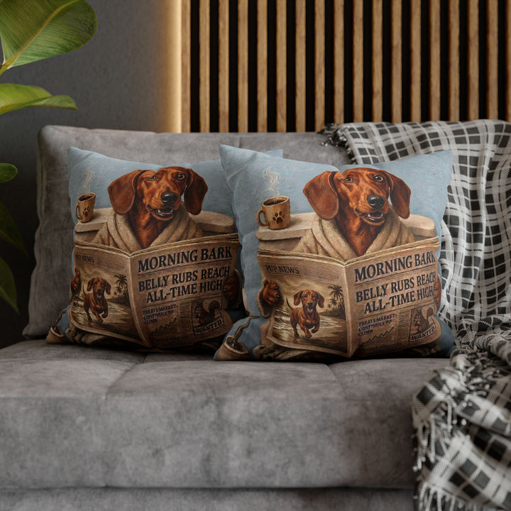 "Morning Business" - Dachshund Throw Pillow - Dog Lover Home Decor