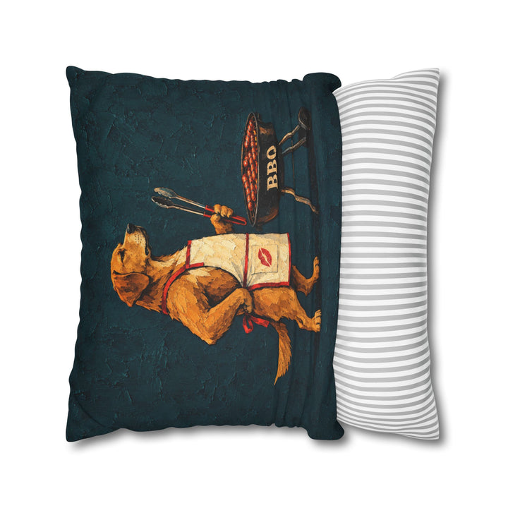 Grill Sergeant – Designer Wall Art with an Apron and a Guarded BBQ – Pillow / Cover