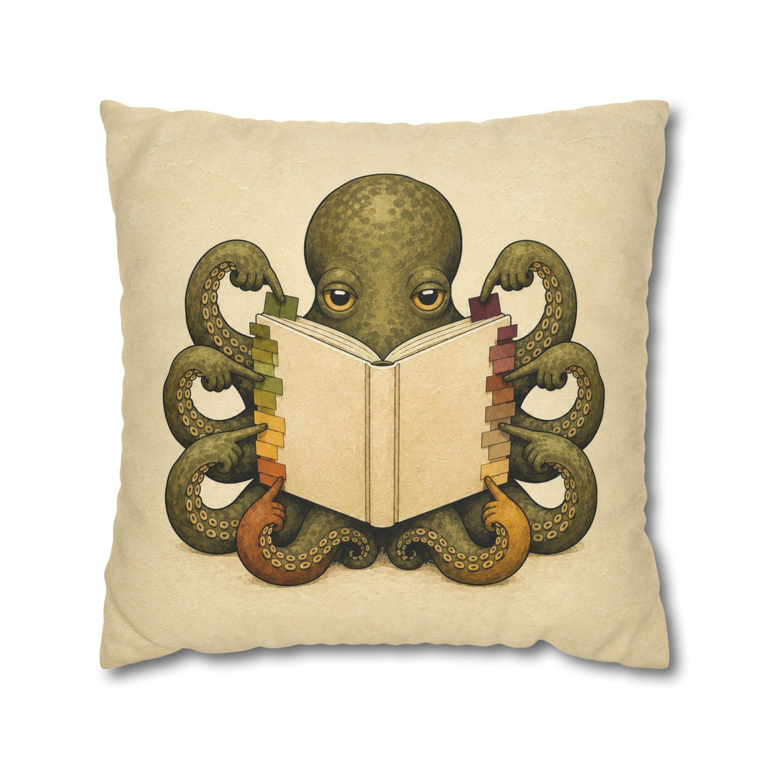 Fully Annotated – Book Lover Wall Art with an Octopus and Sticky Tabs – Pillow / Cover